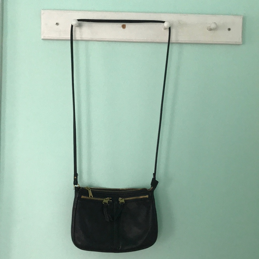 Fossil leather bag with broken top zipper